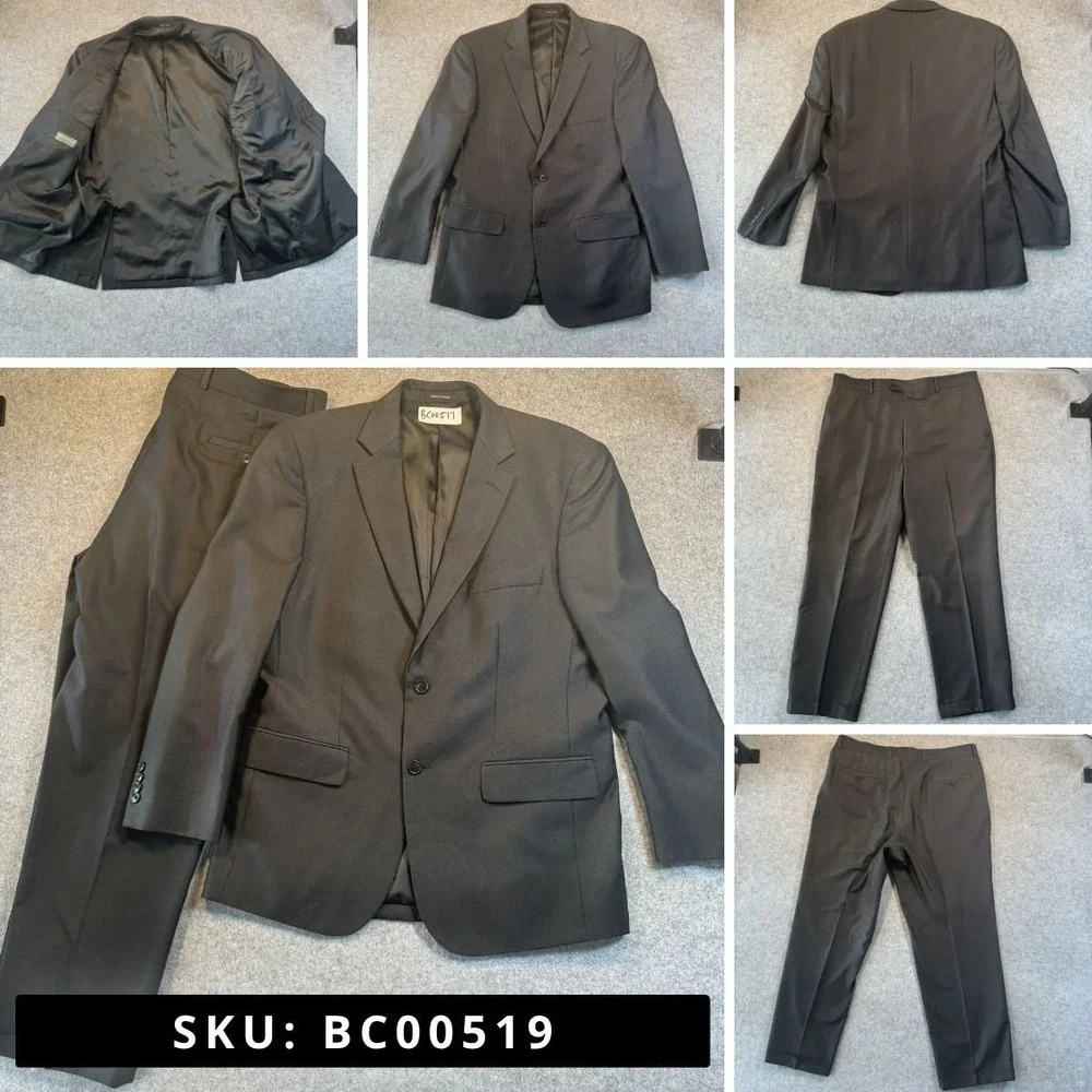 Blair Underwood BU 2-Piece Suit 43R 38W Black Micro Pattern Viscose Blend